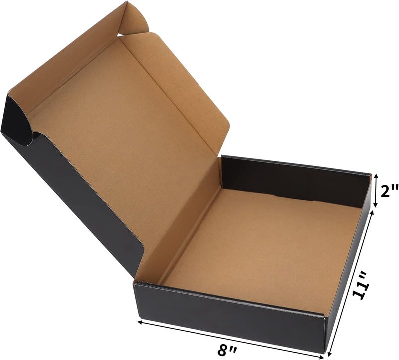 EXYGLO صناديق كرتون شحن للأعمال الصغيرة، التعبئة والشحن، 11x8x2 - عبوة من 25، أسود - Image 2